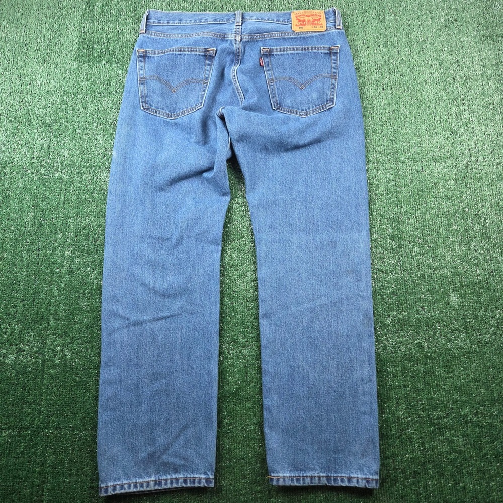 Levis 505 Regular Fit Straight Leg Jeans Mens 36x32 Blue Medium Wash Denim